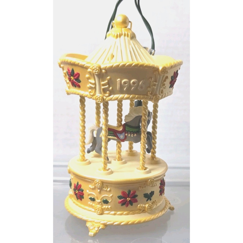 1996 Hallmark Christmas Ornament Tobin Fraley Holiday Carousel Light Music Magic